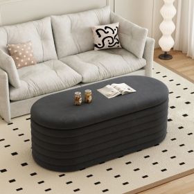 Storage Chenille Ottoman Bench Upholstered Fabric Storage Bench End of Bed Stool with Safety Hinge for Bedroom, Living Room, Entryway, Closet(40-