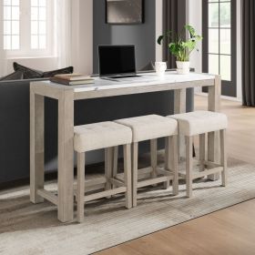 VANILLA REAL MARBLE SOFA TABLE WITH POWER AND 3 STOOLS