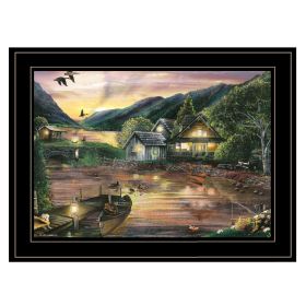 "Lakefront Camping II" By Ed Wargo, Ready to Hang Framed Print, Black Frame