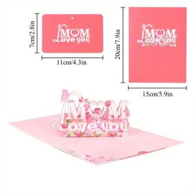 1pc Creative Happy Mother's Day Greeting Card; 3D Blessing Card Paper Carving Best Mom Ever Thank You Card (Color: Style 04)