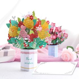 1pc New Mother's Day 3D Greeting Card; Hand-carved Hand-carved Bouquet Blessing Ornament Greeting Card For Mom; Message Blessing Card For Mother' (Items: Colorful)