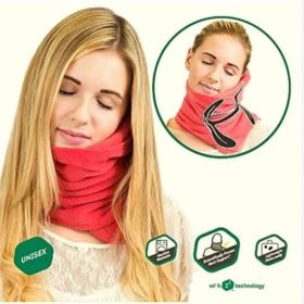 1pc Neck Support Travel Pillow; Comfortable & Supportive Fleece Pillow For Planes & Trains; Lightweight & Washable; Sleep & Bedding Accessories (Color: Red)